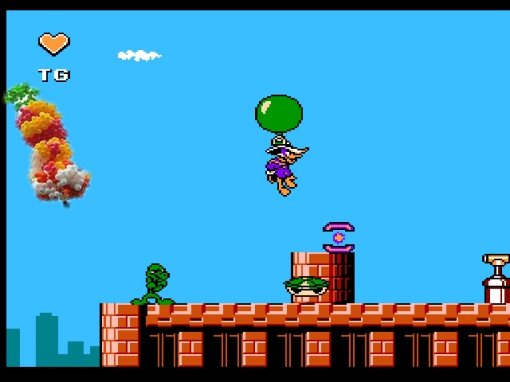Darkwing aprende a voar com seu professor de balão. Abaixo a tartaruga mais chata de todos os tempos.